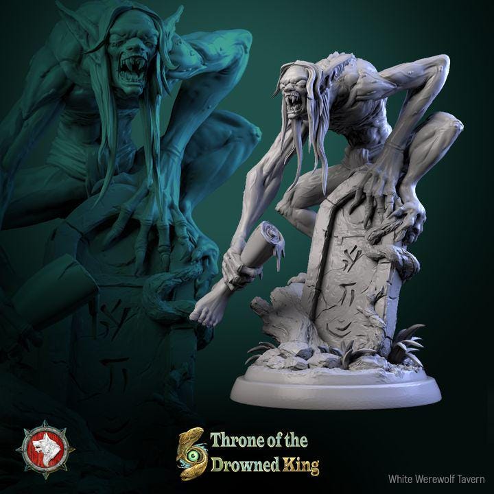 Drowned Lurkers, Drowned Zombies - 32mm Scale - Unpainted Miniature for DnD, Pathfinder, Tabletop RPGs - White Werewolf Tavern