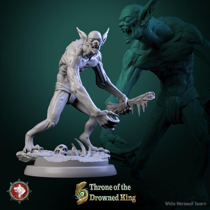 Drowned Lurkers, Drowned Zombies - 32mm Scale - Unpainted Miniature for DnD, Pathfinder, Tabletop RPGs - White Werewolf Tavern