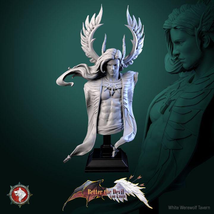 Cassiel, Heaven's Sentinel, Male Celestial - Unpainted Miniature Bust