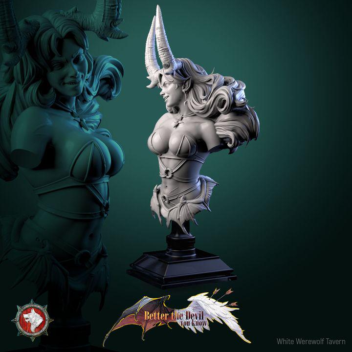 Darkheart Dame, Female Devil - Unpainted Miniature Bust