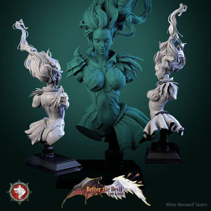 Lysandra, The Bifurcated Seraph, Female Celestial - Unpainted Miniature Bust
