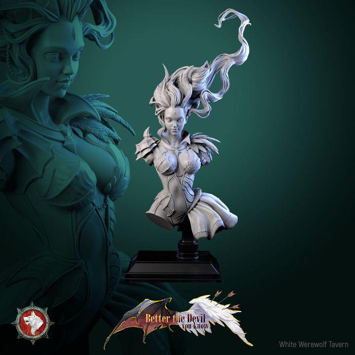 Lysandra, The Bifurcated Seraph, Female Celestial - Unpainted Miniature Bust