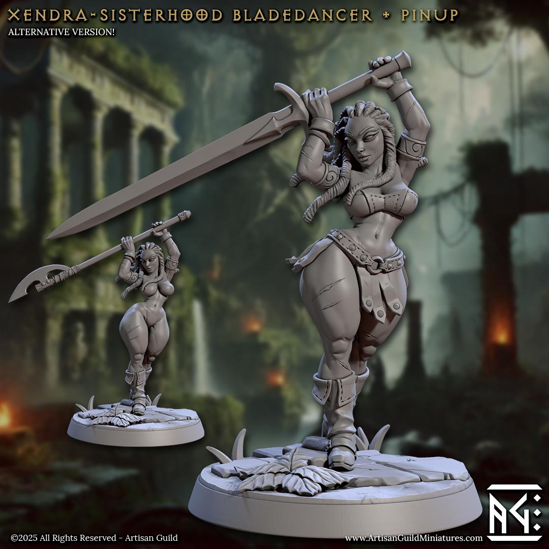 Xendra, Bladedancer, Pinup, Veiled Sisterhood Set - Unpainted Miniature