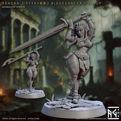 Xendra, Bladedancer, Pinup, Veiled Sisterhood Set - Unpainted Miniature