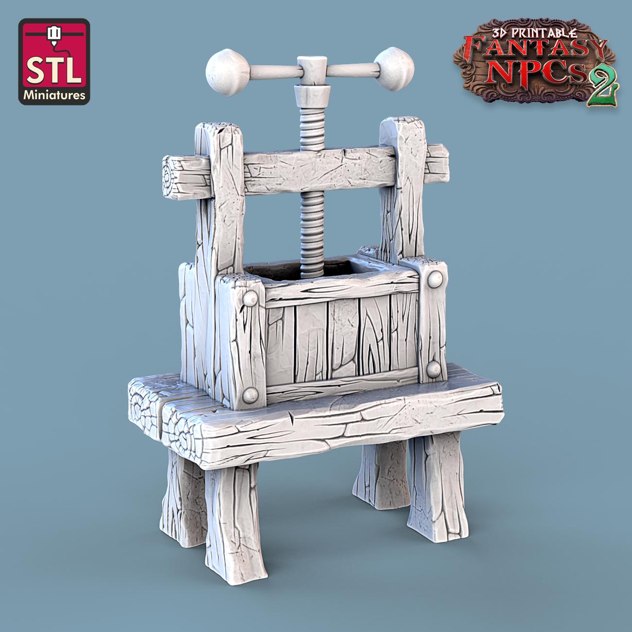 Winemaker Set - Townsfolk & NPCs - 32mm Scale - Unpainted Miniature for DnD, Pathfinder, Tabletop RPGs, and Dioramas - STL Miniatures