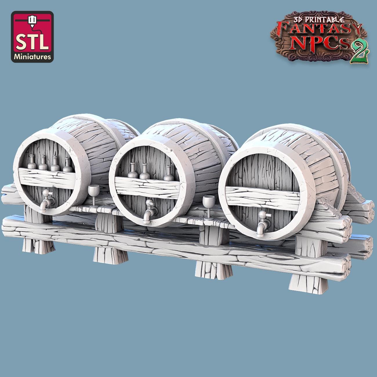 Winemaker Set - Townsfolk & NPCs - 32mm Scale - Unpainted Miniature for DnD, Pathfinder, Tabletop RPGs, and Dioramas - STL Miniatures