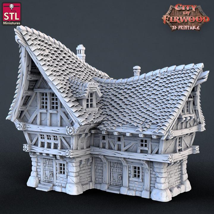 Medium House - Tabletop Terrain - 28mm, 32mm Scale - Unpainted Miniature for DnD, Pathfinder, Tabletop RPGs, and Dioramas - STL Miniatures