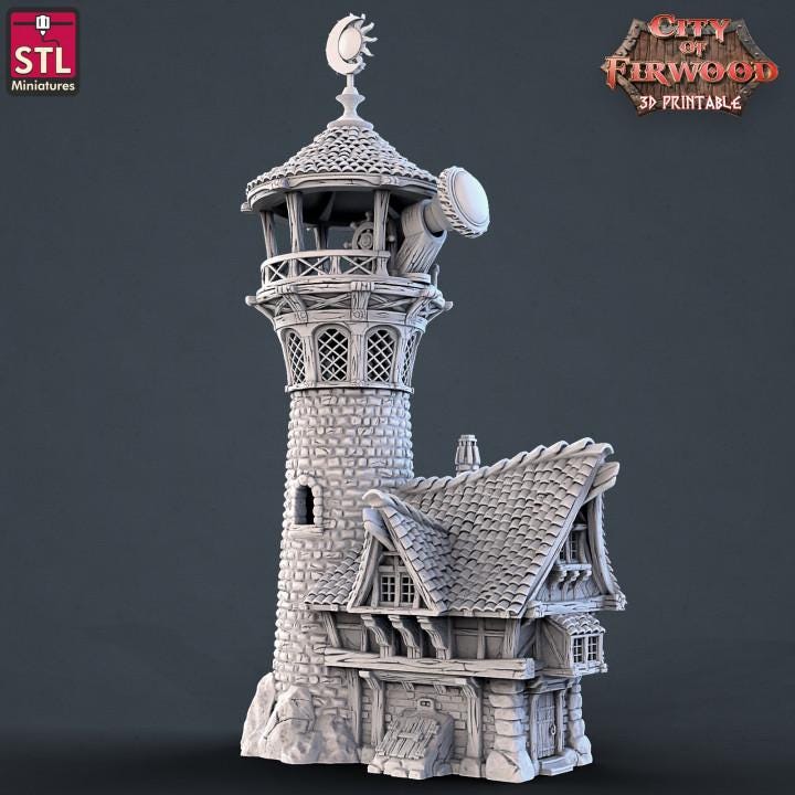 Observatory - Tabletop Terrain - 28mm, 32mm Scale - Unpainted Miniature for DnD, Pathfinder, Tabletop RPGs, and Dioramas - STL Miniatures