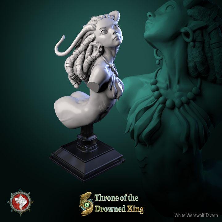 Brackwater Siren, Swamp Mermaid - Unpainted Miniature Bust
