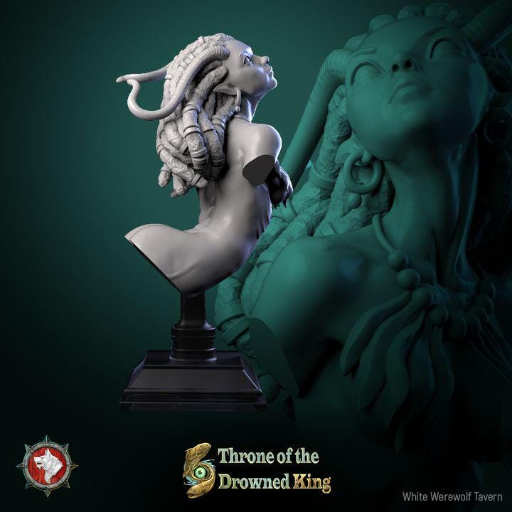 Brackwater Siren, Swamp Mermaid - Unpainted Miniature Bust