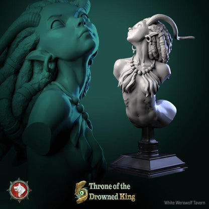 Brackwater Siren, Swamp Mermaid - Unpainted Miniature Bust