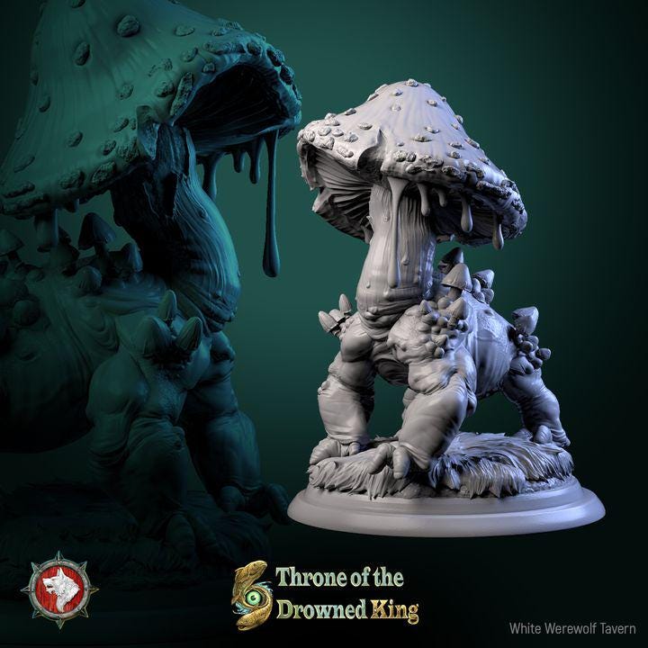 Fungal Hound, Mushroom Creature - 32mm Scale - Unpainted Miniature for DnD, Pathfinder, Tabletop RPGs - White Werewolf Tavern