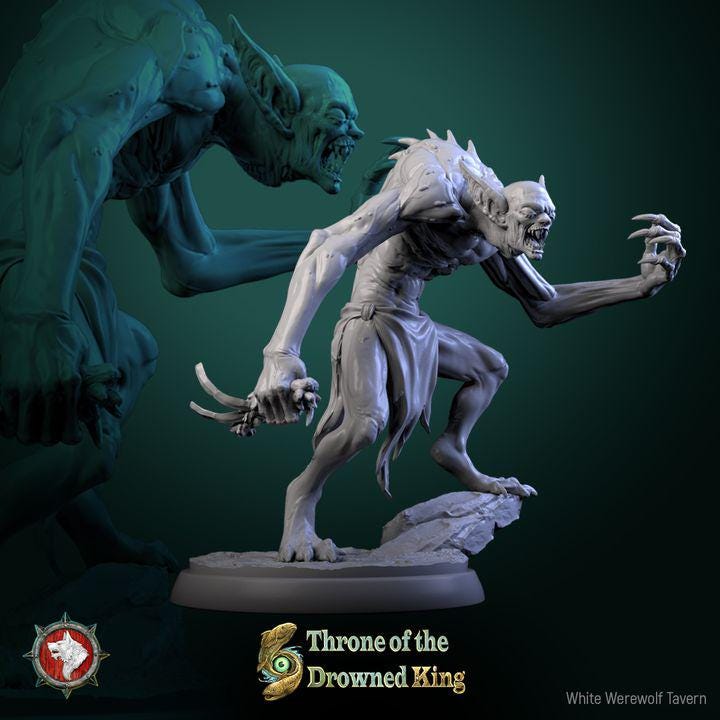 Drowned Lurkers, Drowned Zombies - 32mm Scale - Unpainted Miniature for DnD, Pathfinder, Tabletop RPGs - White Werewolf Tavern