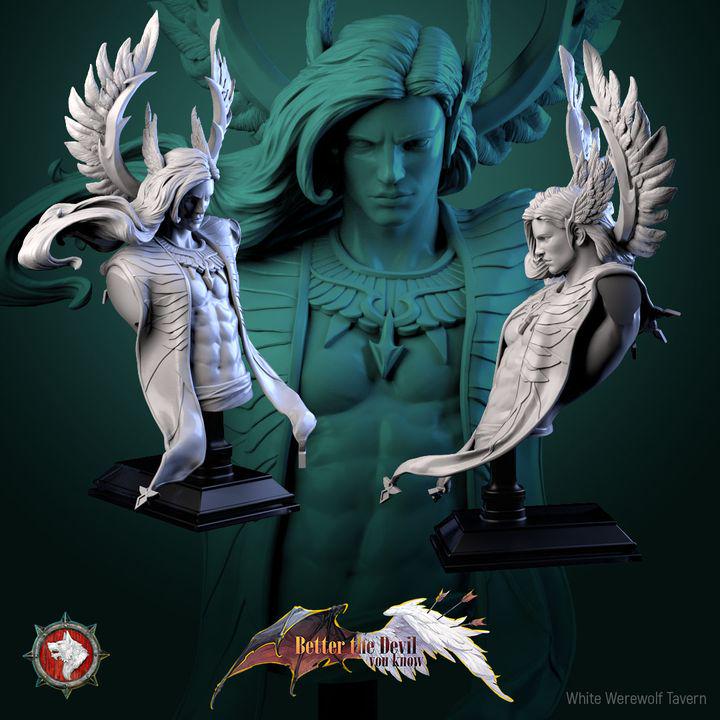 Cassiel, Heaven's Sentinel, Male Celestial - Unpainted Miniature Bust