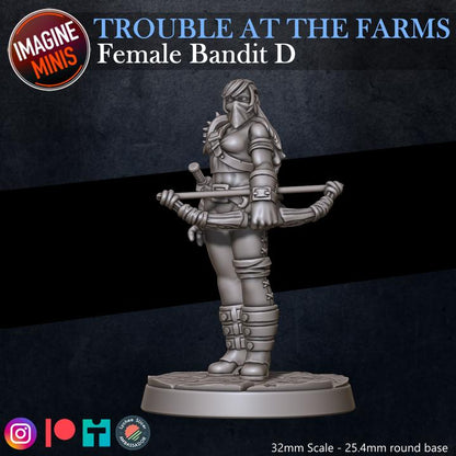 Masked Female Bandit, Pose D - Trouble At Farms Set - 32mm Scale - Unpainted Miniature for DnD, Pathfinder, Tabletop RPGs - Imagine Minis