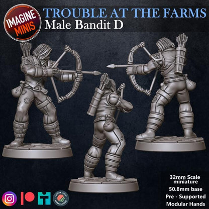Masked Male Bandit, Pose D - Trouble At Farms Set - 32mm Scale - Unpainted Miniature for DnD, Pathfinder, Tabletop RPGs - Imagine Minis