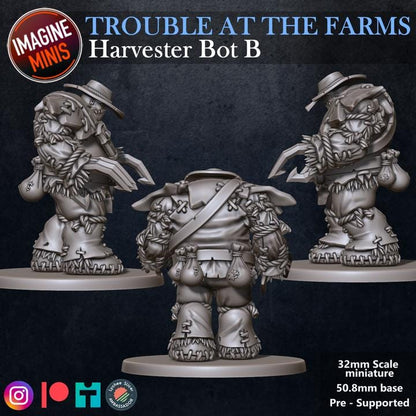 Harvester Bots, 4 Poses - Trouble at Farms Set - 32mm - Unpainted Miniature for DnD, Pathfinder, Tabletop RPGs - Imagine Minis