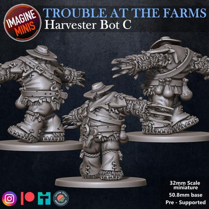 Harvester Bots, 4 Poses - Trouble at Farms Set - 32mm - Unpainted Miniature for DnD, Pathfinder, Tabletop RPGs - Imagine Minis