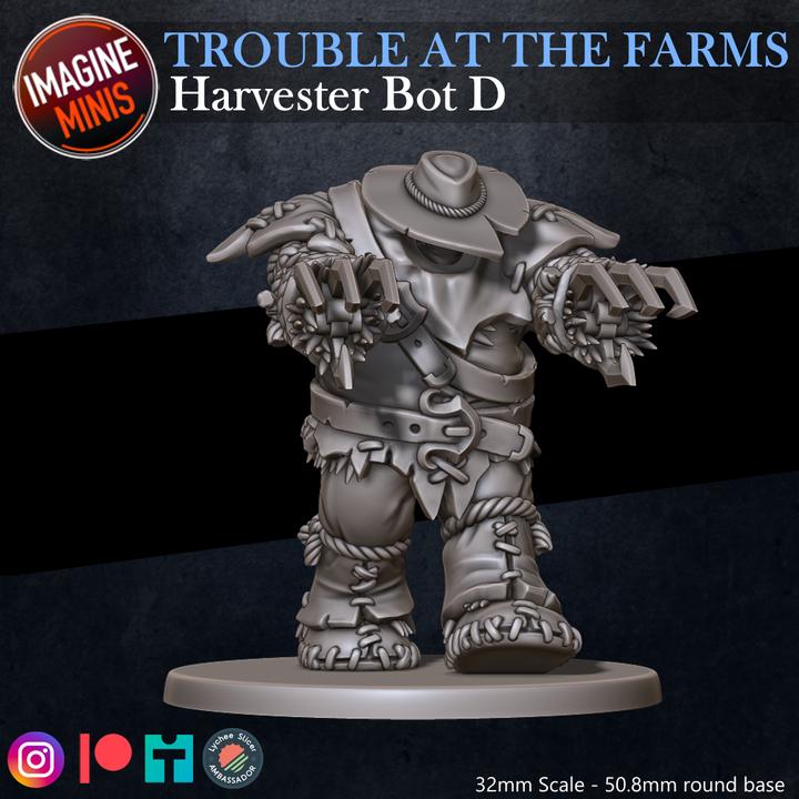 Harvester Bots, 4 Poses - Trouble at Farms Set - 32mm - Unpainted Miniature for DnD, Pathfinder, Tabletop RPGs - Imagine Minis