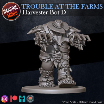 Harvester Bots, 4 Poses - Trouble at Farms Set - 32mm - Unpainted Miniature for DnD, Pathfinder, Tabletop RPGs - Imagine Minis