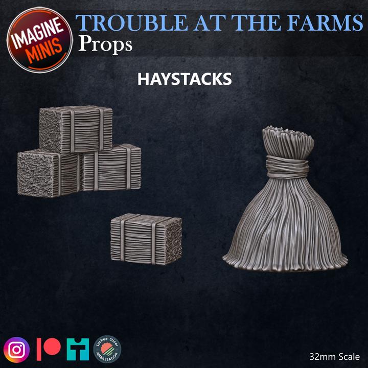 Farm Props - Trouble at Farms Set - 32mm Scale - Unpainted Miniature for DnD, Pathfinder, Tabletop RPGs - Imagine Minis