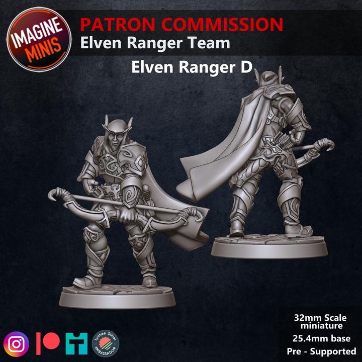 Elven Ranger Team - 32mm Scale - Unpainted Miniature for DnD, Pathfinder, Tabletop RPGs - Imagine Minis