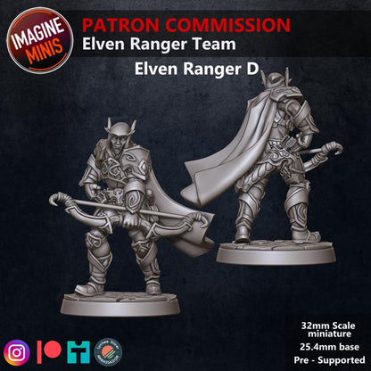 Elven Ranger Team - 32mm Scale - Unpainted Miniature for DnD, Pathfinder, Tabletop RPGs - Imagine Minis