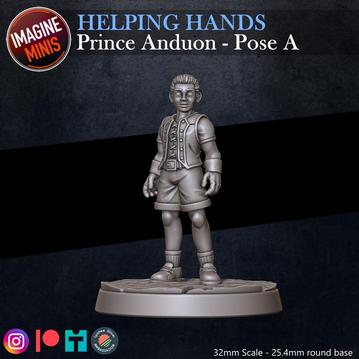 Young Prince, 3 Poses - Helping Hands Set - 32mm Scale - Unpainted Miniature for DnD, Pathfinder, Tabletop RPGs - Imagine Minis