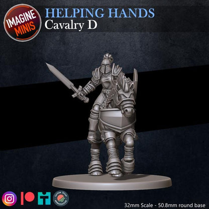 Cavalry, Pose D - Helping Hands Set - 32mm Scale - Unpainted Miniature for DnD, Pathfinder, Tabletop RPGs - Imagine Minis