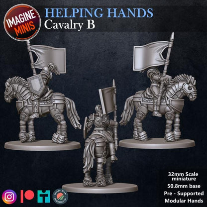 Cavalry, Pose B - Helping Hands Set - 32mm Scale - Unpainted Miniature for DnD, Pathfinder, Tabletop RPGs - Imagine Minis