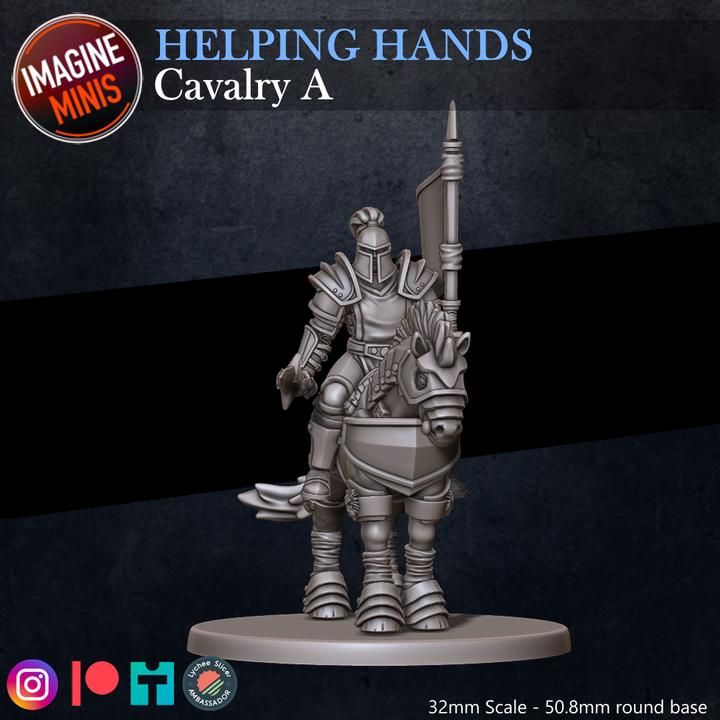 Cavalry, Pose A - Helping Hands Set - 32mm Scale - Unpainted Miniature for DnD, Pathfinder, Tabletop RPGs - Imagine Minis