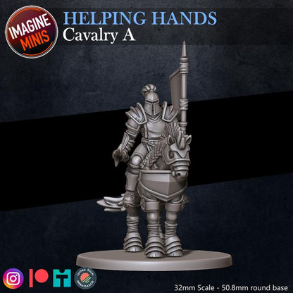 Cavalry, Pose A - Helping Hands Set - 32mm Scale - Unpainted Miniature for DnD, Pathfinder, Tabletop RPGs - Imagine Minis