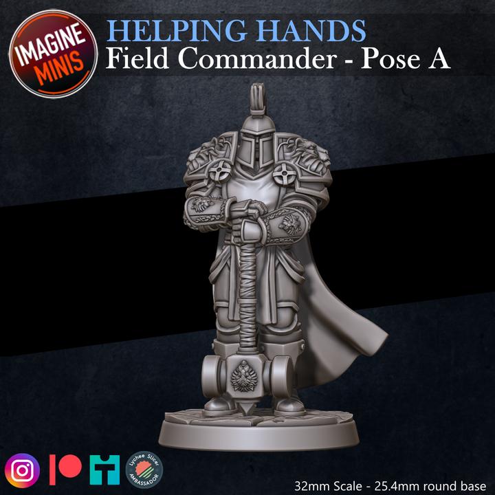 Field Commander, Standing - Helping Hands Set - 32mm Scale - Unpainted Miniature for DnD, Pathfinder, Tabletop RPGs - Imagine Minis