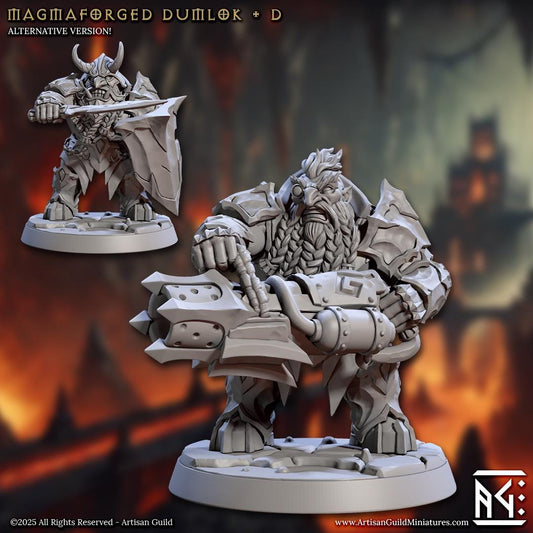 Dumlok Pose D, Magmaforged Dwarves - 32mm Scale - Unpainted Miniature for DnD, Pathfinder, Tabletop RPGs - Artisan Guild