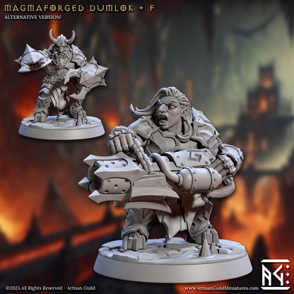 Dumlok Pose F, Magmaforged Dwarves - 32mm Scale - Unpainted Miniature for DnD, Pathfinder, Tabletop RPGs - Artisan Guild