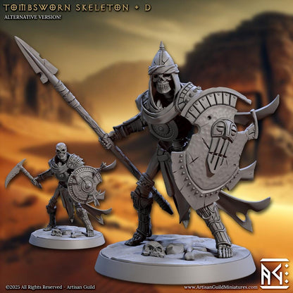 Skeletal Fighter, Pose D, Tombsworn Skeletons Denmora - 32mm Scale - Unpainted Miniature for DnD, Pathfinder, Tabletop RPGs - Artisan Guild