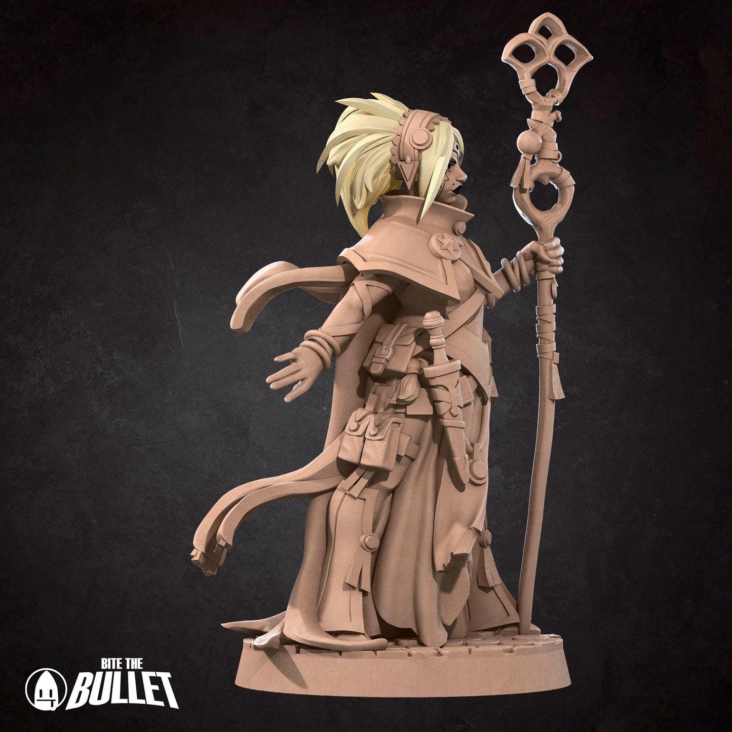 Saray, the Human Sorceress, Pinup - 32mm, 35mm Scale - Unpainted Miniature for DnD, Pathfinder, Tabletop RPGs - Bite the Bullet