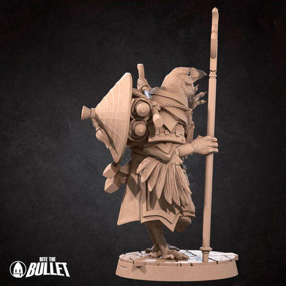 Kenku Druid, Tengu Oracle - 32mm, 35mm Scale - Unpainted Miniature for DnD, Pathfinder, Tabletop RPGs - Bite the Bullet