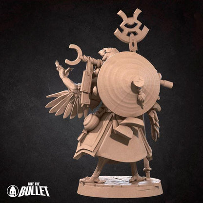 Kenku Druid, Tengu Oracle - 32mm, 35mm Scale - Unpainted Miniature for DnD, Pathfinder, Tabletop RPGs - Bite the Bullet