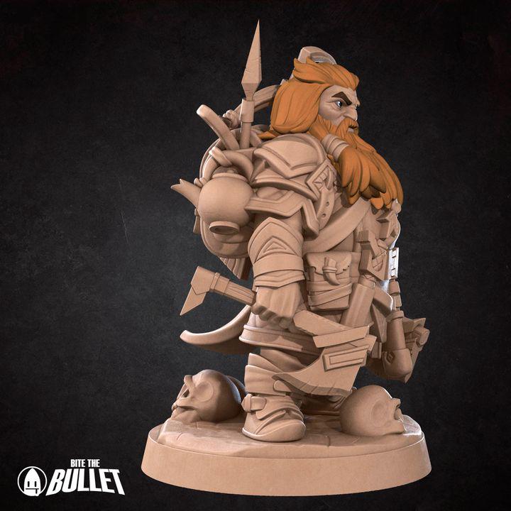 Dwarf Ranger- 32mm, 35mm Scale - Unpainted Miniature for DnD, Pathfinder, Tabletop RPGs - Bite the Bullet