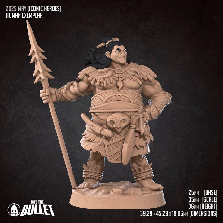 Human Exemplar - 32mm, 35mm Scale - Unpainted Miniature for DnD, Pathfinder, Tabletop RPGs - Bite the Bullet