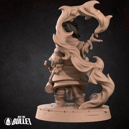 Human Kineticist, Human Wizard - 32mm, 35mm Scale - Unpainted Miniature for DnD, Pathfinder, Tabletop RPGs - Bite the Bullet