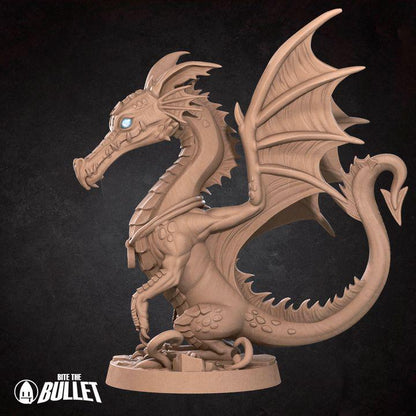 Human Summoner with Dragon - 32mm, 35mm Scale - Unpainted Miniature for DnD, Pathfinder, Tabletop RPGs - Bite the Bullet