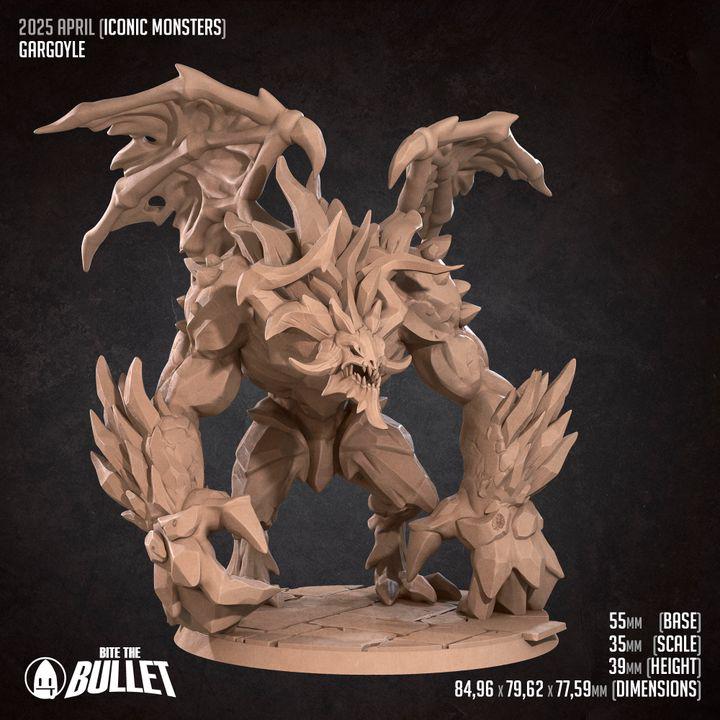 Gargoyle - 32mm, 35mm Scale - Unpainted Miniature for DnD, Pathfinder, Tabletop RPGs - Bite the Bullet