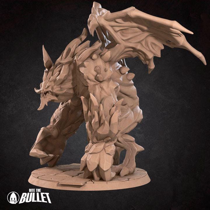 Gargoyle - 32mm, 35mm Scale - Unpainted Miniature for DnD, Pathfinder, Tabletop RPGs - Bite the Bullet