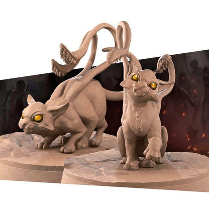 Displacer Kittens - 32mm, 35mm Scale - Unpainted Miniature for DnD, Pathfinder, Tabletop RPGs - Bite the Bullet