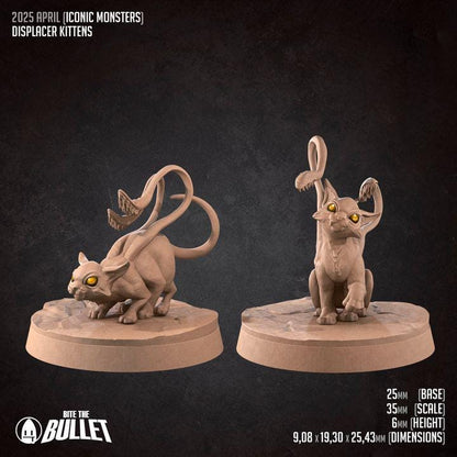 Displacer Kittens - 32mm, 35mm Scale - Unpainted Miniature for DnD, Pathfinder, Tabletop RPGs - Bite the Bullet