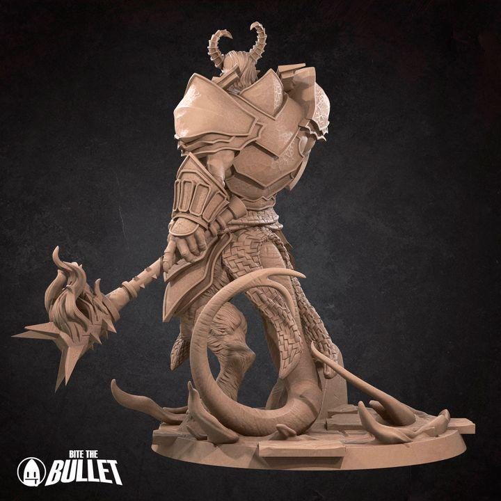 Fire Hellion - 32mm, 35mm Scale - Unpainted Miniature for DnD, Pathfinder, Tabletop RPGs - Bite the Bullet