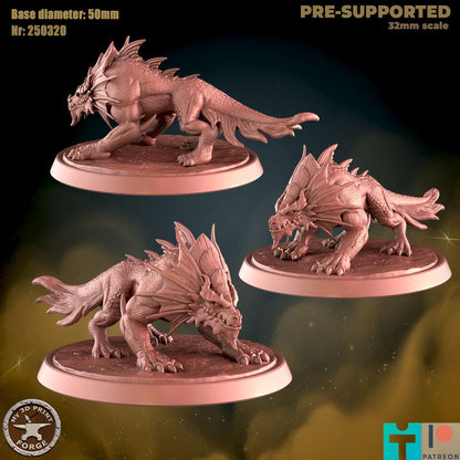 Snapdragons, Three Poses - 32mm Scale, Large Creature - Unpainted Miniature for DnD, Pathfinder, Tabletop RPGs - My3dPrintForge