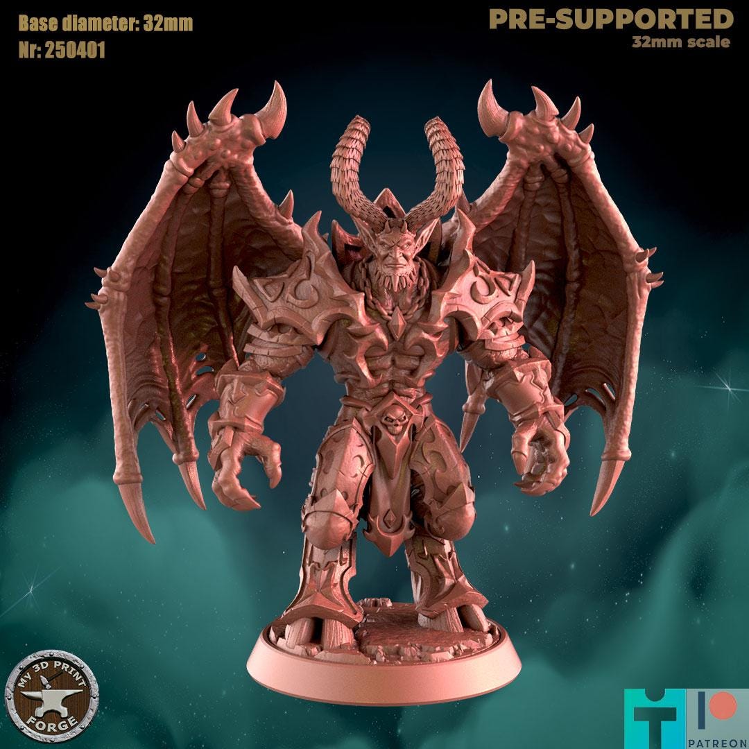 Dreadlord, 2 Poses - 32mm Scale - Unpainted Miniature for DnD, Pathfinder, Tabletop RPGs - My3dPrintForge